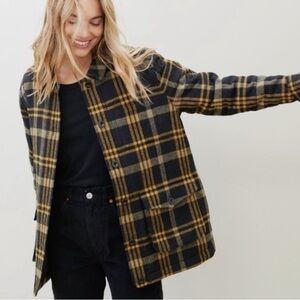 Jenni Kayne Farmhouse Plaid Wool Blend Quilted Shacket Coat
